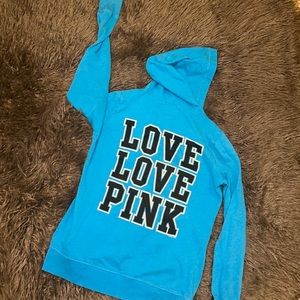 Victoria Secrets PINK zip up hoodie. Women size medium. Electric blue.